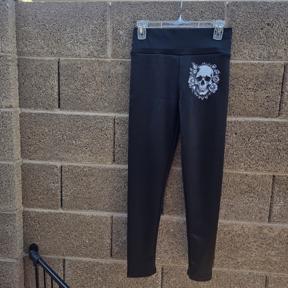 Black Skull Print Leggings